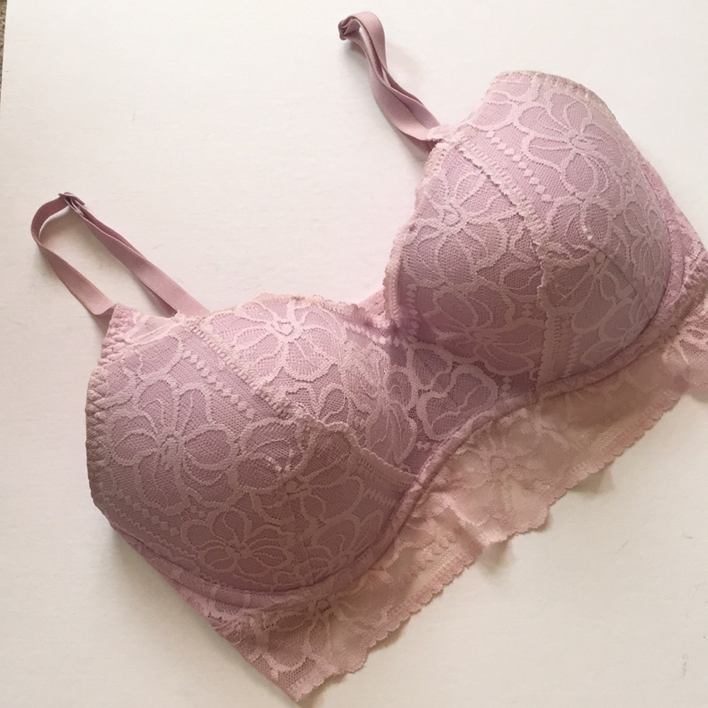 Lilac padded lace bralette